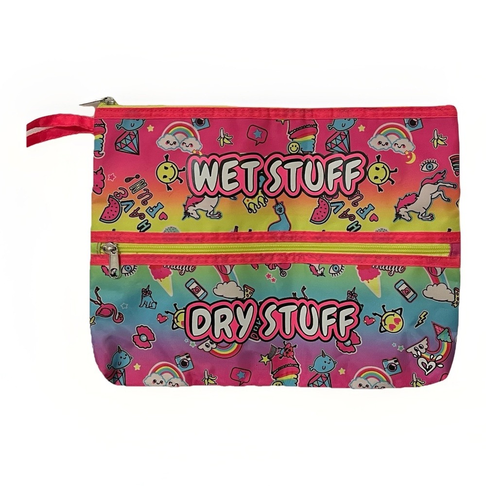 Justice Girls Wet Dry Stuff Bikini Bag Tote Pool Beach Travel 2017 Multicolor